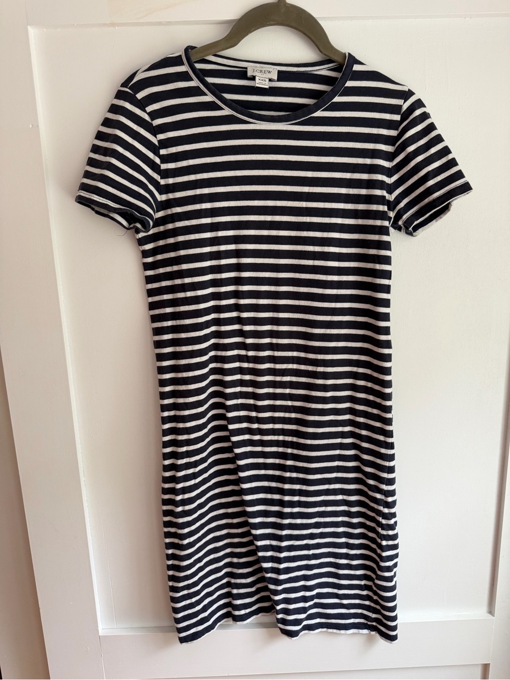 J. Crew Black and White Striped Short-Sleeve Tee Dress